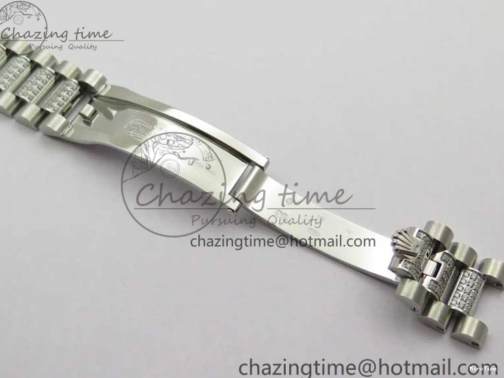 MiroTime 0309 SmoothTexture Day-Date 36mm 128239 SS Crystal BP Best Edition Black MOP Crystal Marker Dial on SS President Bracelet A 2681